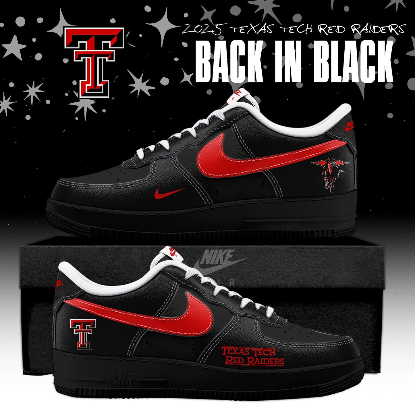 _Texas Tech Red Raiders Back In Black 2025 Special Edition AF1 Sneakers