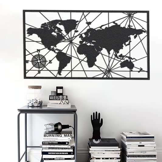 Metal World Map Wall Art, Map Wall Art For Office Decoration, Metal Wall Art For Entryway Interior Decor, World Map For Housewarming Gift