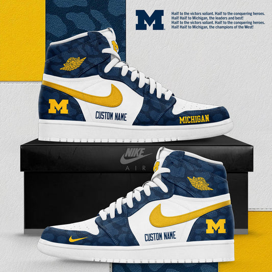 _ Michigan Wolverines Special Edition Camo AJ1 Sneakers