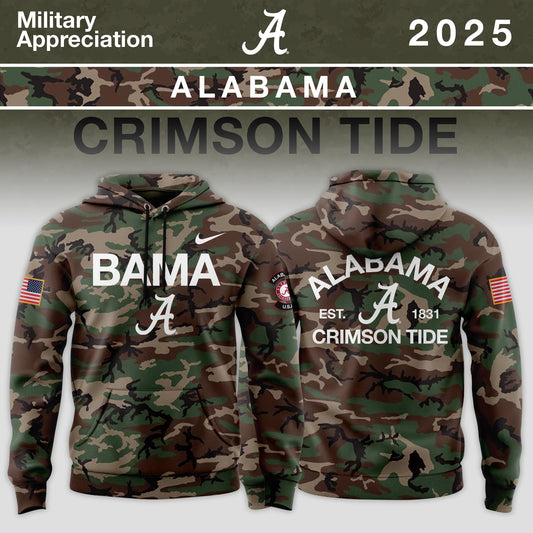_ Alabama Crimson Tide 2025 Military Appreciation Limited Edition Hoodie – Camo