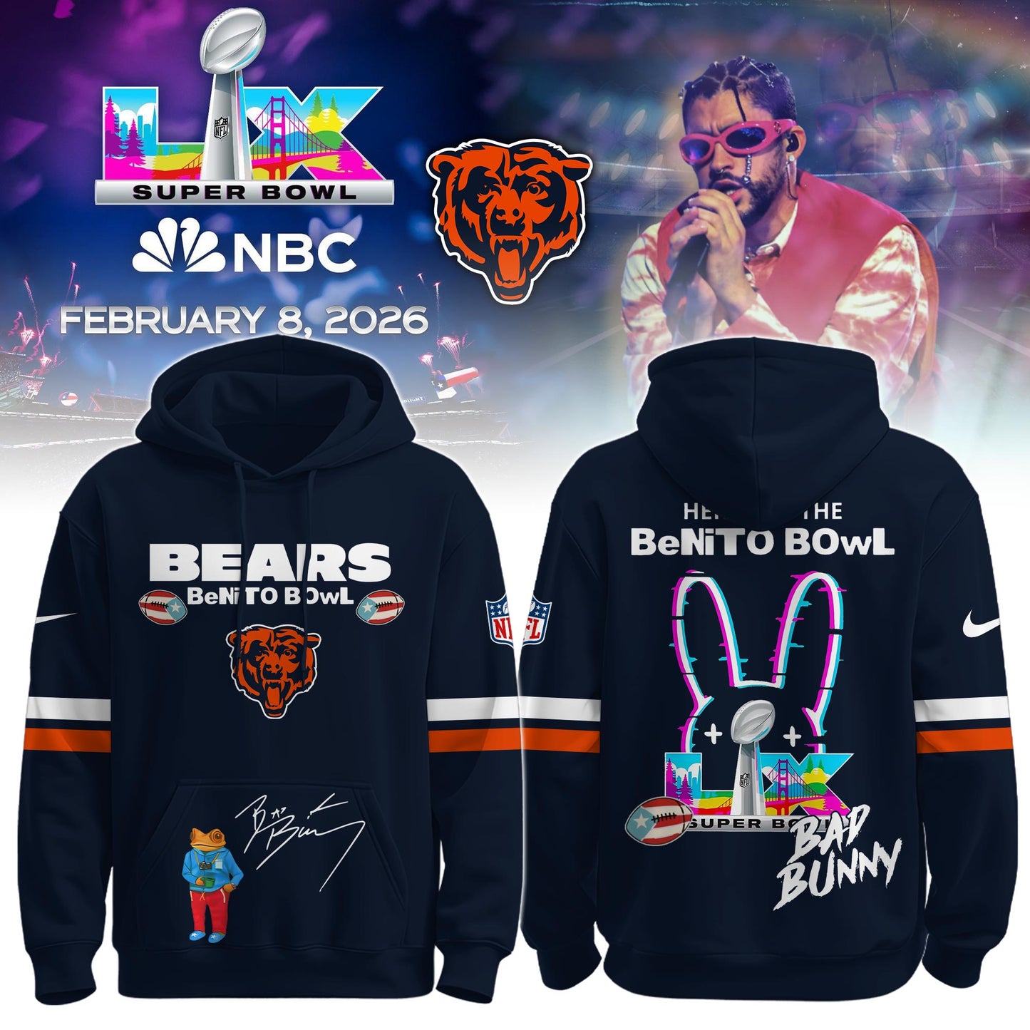 C Bears x Bad Bunny | Super Bowl 2026 Hoodie Limited Edition Selling Out Fast