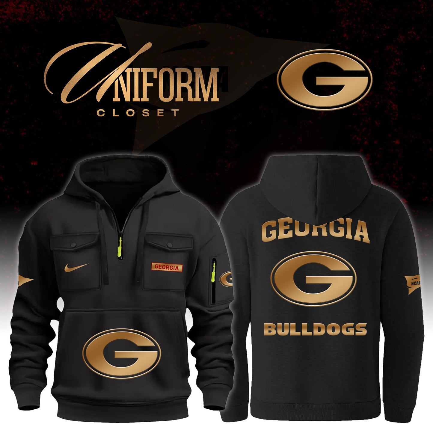 .UGA Football Multi Pocket Hoodie Unisex Limited Edition