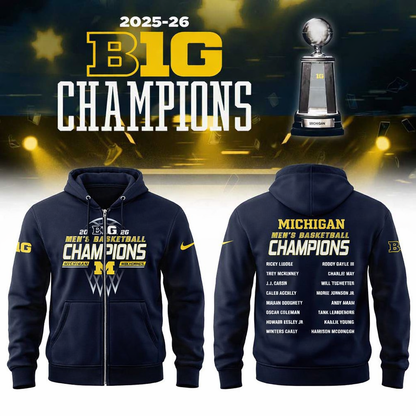 Michigan Men’s Basketball 2026 Big Ten Regular Season Title Zip Hoodie