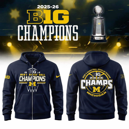 Michigan Men’s Basketball 2026 Big Ten Regular Season Title Zip Hoodie