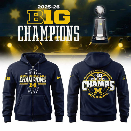 Michigan Men’s Basketball 2026 Big Ten Regular Season Title Zip Hoodie