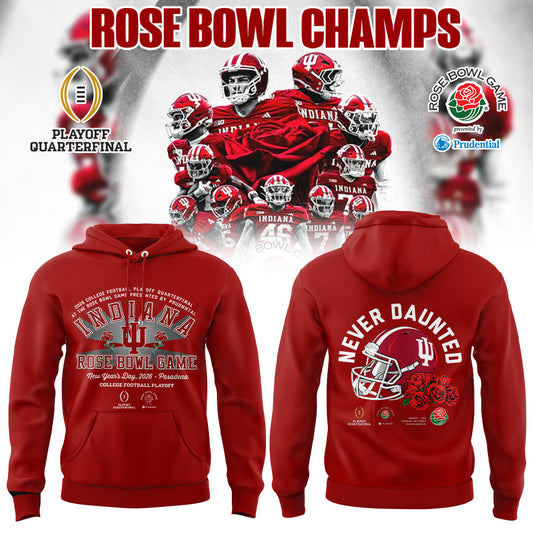 . The 2026 Rose Bowl Champion Indiana Hoosiers Red Hoodie V2