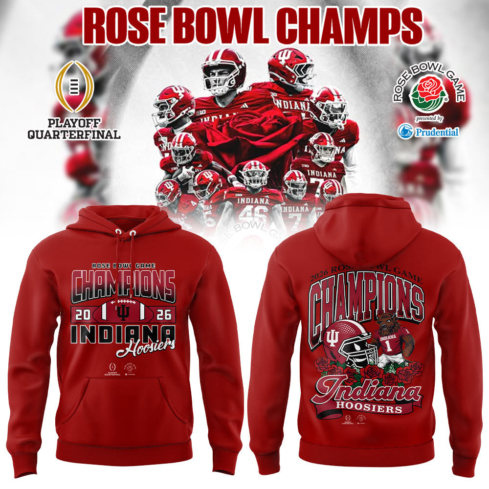 . The 2026 Rose Bowl Champion Indiana Hoosiers Red Hoodie