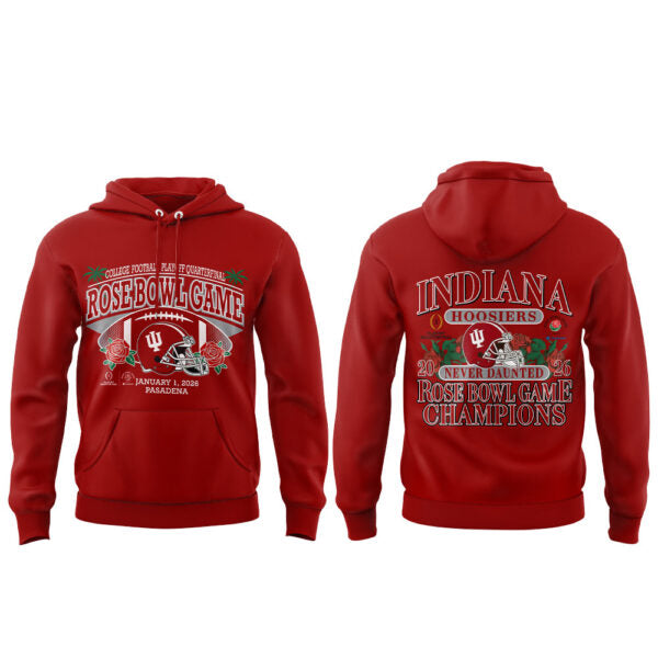 . The 2026 Rose Bowl Champion Indiana Hoosiers Red Hoodie V4