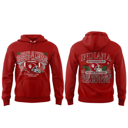 . The 2026 Rose Bowl Champion Indiana Hoosiers Red Hoodie V4