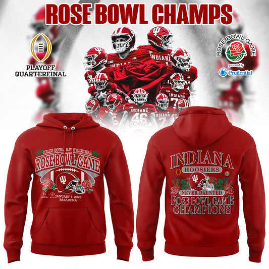 . The 2026 Rose Bowl Champion Indiana Hoosiers Red Hoodie V4