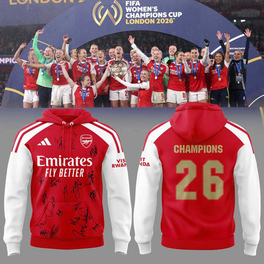 Arsenal FIFA Womens Champions Cup 2026 Winners Signature Hoodie