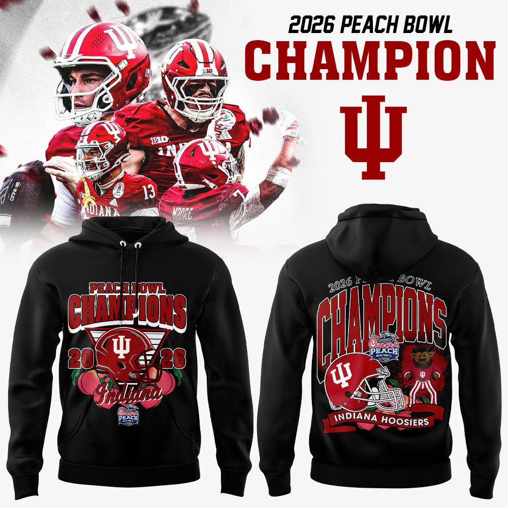 . Indiana Hoosiers Peach Bowl Champion 2026 Black Hoodie