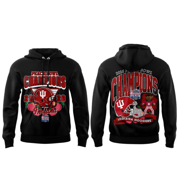 . Indiana Hoosiers Peach Bowl Champion 2026 Black Hoodie