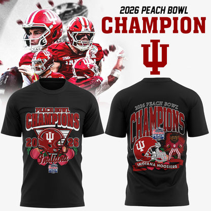 . Indiana Hoosiers Peach Bowl Champion 2026 Black Shirt
