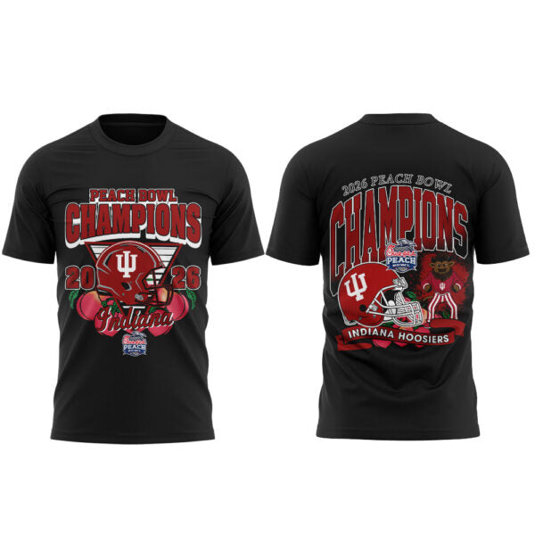 . Indiana Hoosiers Peach Bowl Champion 2026 Black Shirt