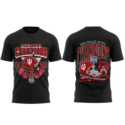 . Indiana Hoosiers Peach Bowl Champion 2026 Black Shirt