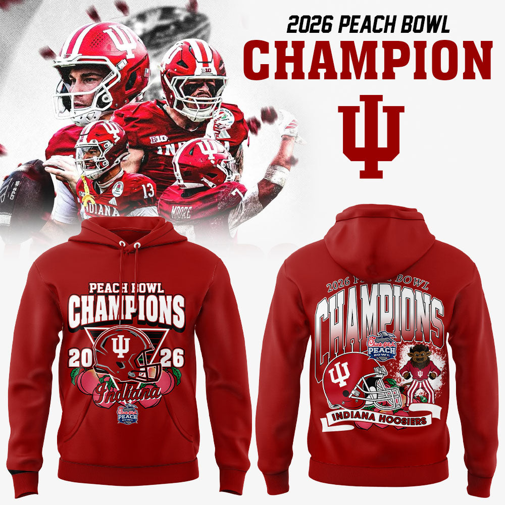 . Indiana Hoosiers Peach Bowl Champion 2026 Red Hoodie