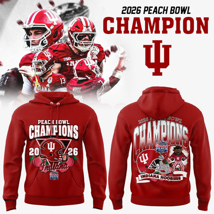 . Indiana Hoosiers Peach Bowl Champion 2026 Red Hoodie