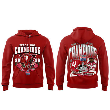 . Indiana Hoosiers Peach Bowl Champion 2026 Red Hoodie