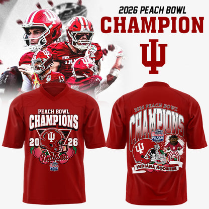. Indiana Hoosiers Peach Bowl Champion 2026 Red Football Jersey