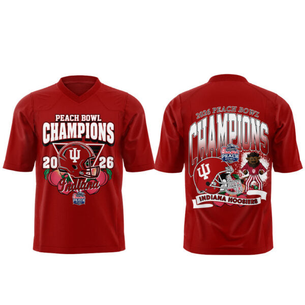 . Indiana Hoosiers Peach Bowl Champion 2026 Red Football Jersey