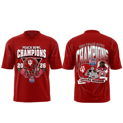 . Indiana Hoosiers Peach Bowl Champion 2026 Red Football Jersey