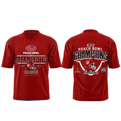 . Indiana Hoosiers Peach Bowl Champion 2026 Red Football Jersey V2