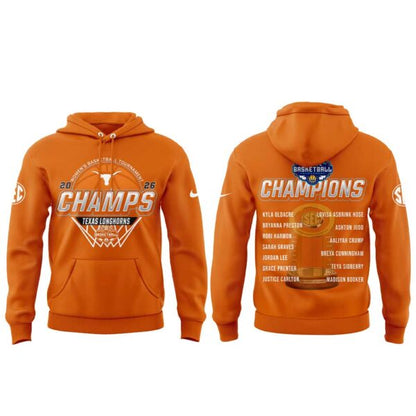 Texas Longhorns 2026 SEC Women’s Basketball Tournament Champions Hoodie