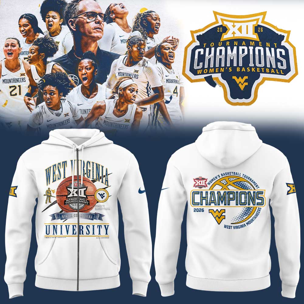 WVU Women’s Basketball 2026 Big 12 Women’s Basketball Tournament Championship White Zip Hoodie
