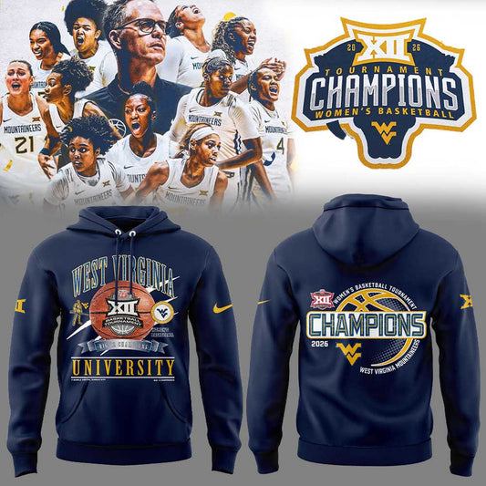 WVU Women’s Basketball 2026 Big 12 Women’s Basketball Tournament Championship Blue Hoodie V2