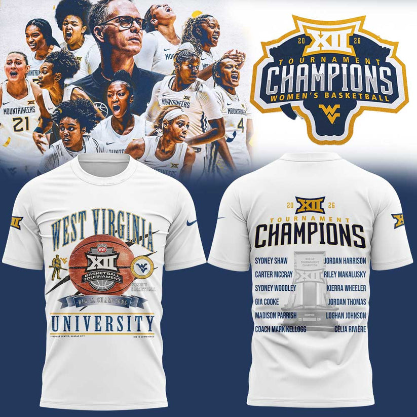 WVU Women’s Basketball 2026 Big 12 Women’s Basketball Tournament Championship White Shirt
