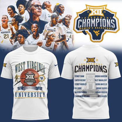WVU Women’s Basketball 2026 Big 12 Women’s Basketball Tournament Championship White Shirt