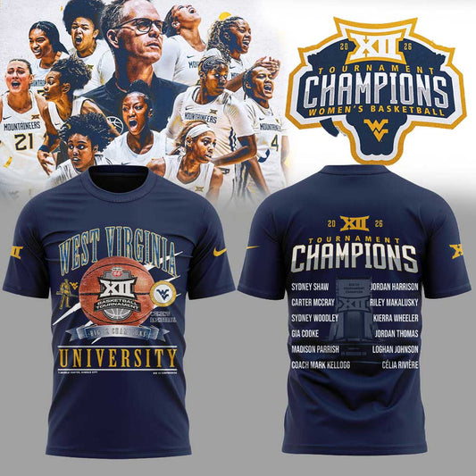 WVU Women’s Basketball 2026 Big 12 Women’s Basketball Tournament Championship Blue Shirt