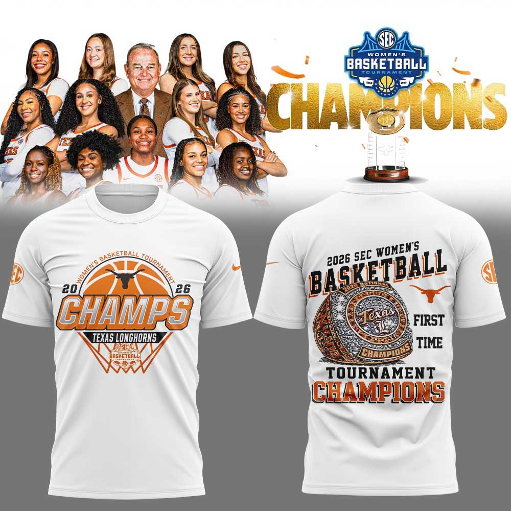 Texas Longhorns 2026 SEC Women’s Basketball Tournament Champions White Shirt V2