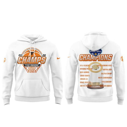 Texas Longhorns 2026 SEC Women’s Basketball Tournament Champions White Hoodie