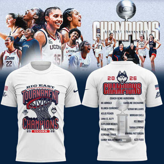 UConn Women’s Basketball 2026 BIG EAST Tournament Champions White Shirt