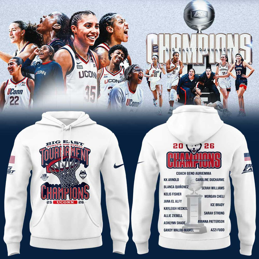UConn Women’s Basketball 2026 BIG EAST Tournament Champions White Hoodie