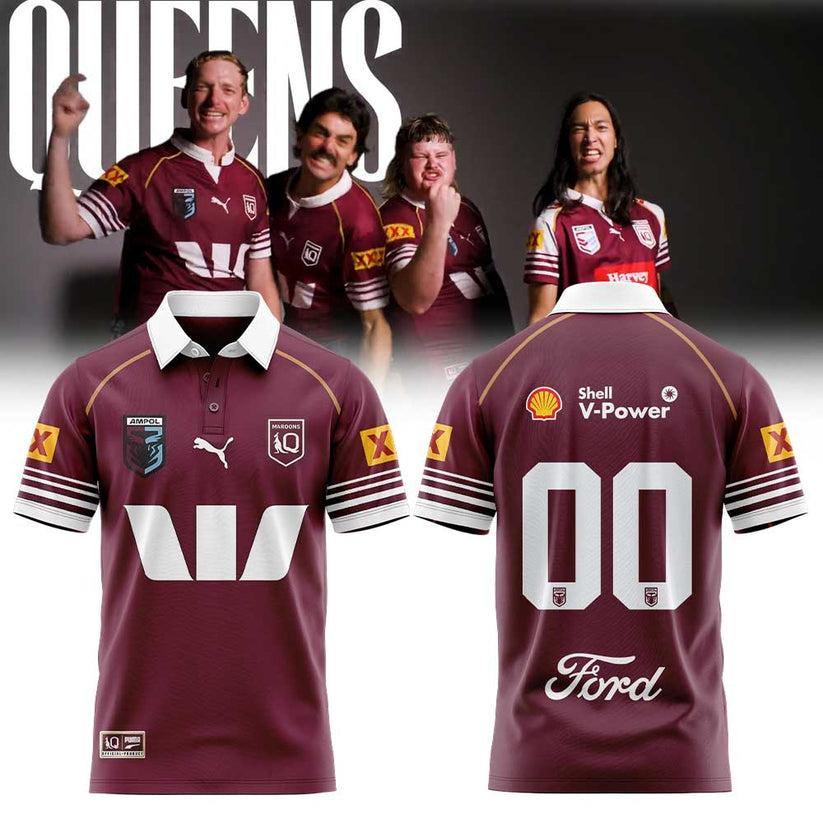 Queensland Maroons 2026 Uniform Polo Custom Number