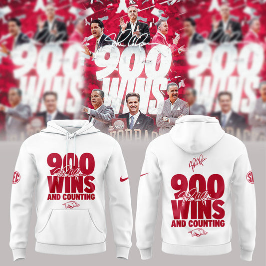 Arkansas Razorbacks Basketball Coach John Calipari 900 wins and counting Hoodie V2