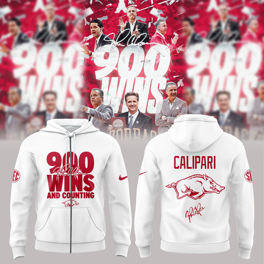 Arkansas Razorbacks Basketball Coach John Calipari 900 wins and counting ZipHoodie