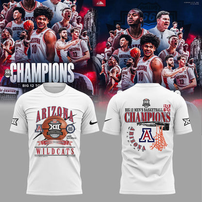 A Wildcats 2026 Big 12 Men’s Basketball Tournament Championship White Shirt