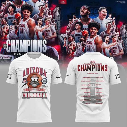 A Wildcats 2026 Big 12 Men’s Basketball Tournament Championship White Shirt V2