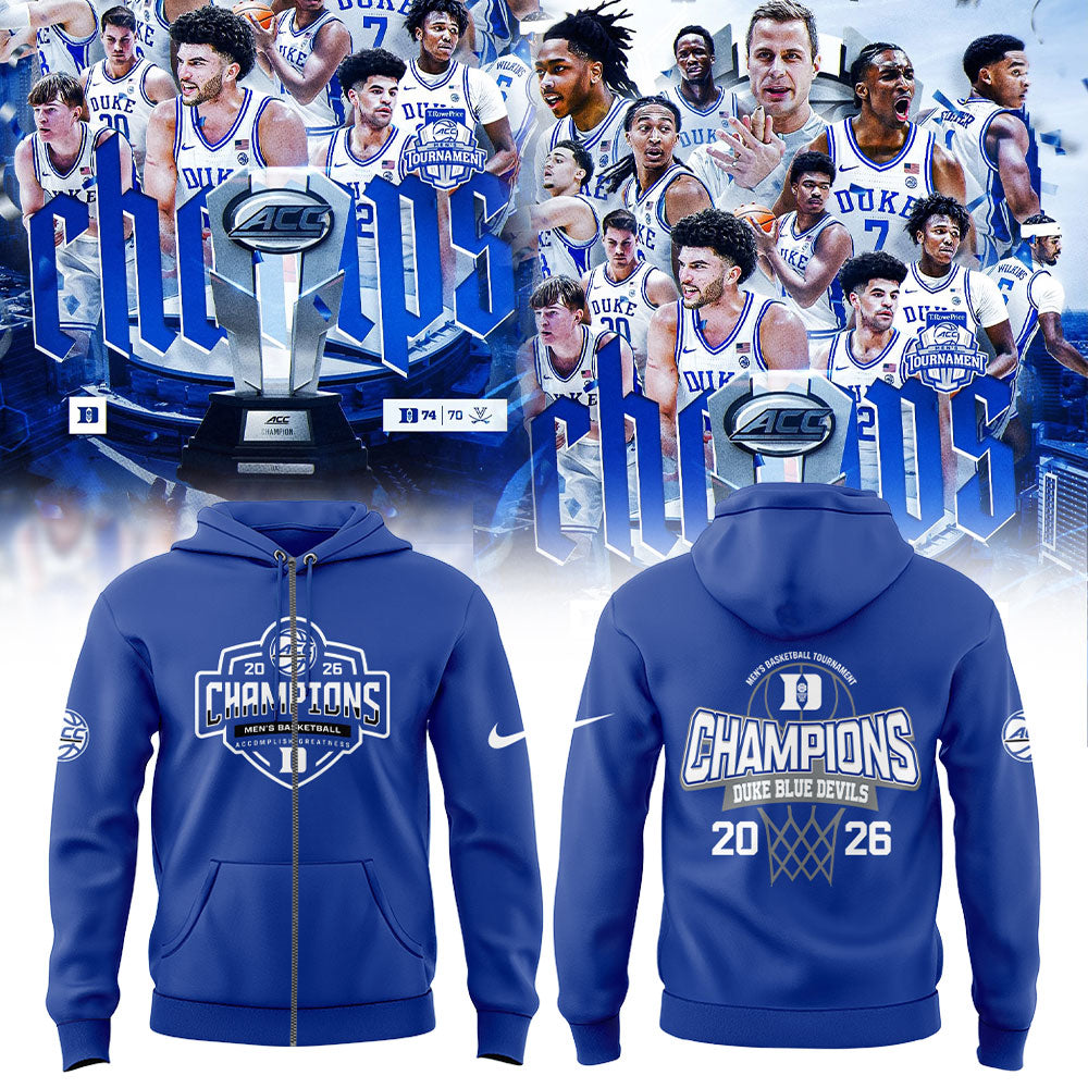 Duke Blue Devils 2026 T.Rowe Price ACC Men’s Basketball Tournament Champions Blue Zip Hoodie