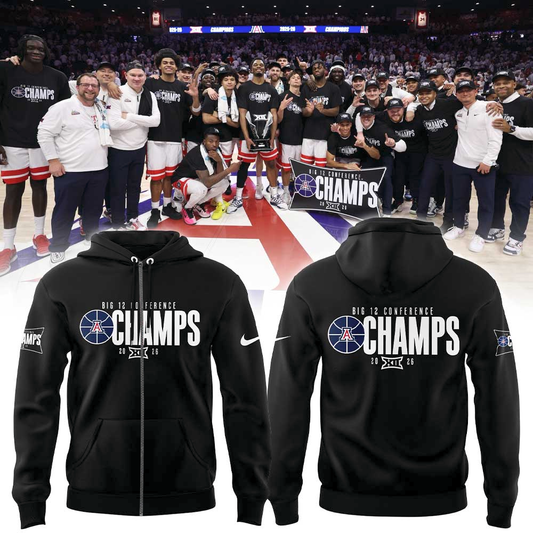 Arizona Wildcats Men’s Basketball 2026 Big 12 Conference Regular Season Champions Zip Hoodie