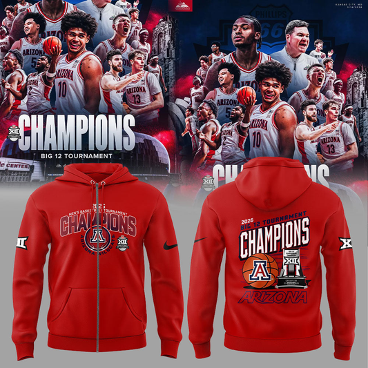 A Wildcats 2026 Big 12 Men’s Basketball Tournament Championship White ZipHoodie