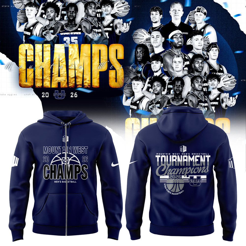 U State Basketball 2026 Men’s Basketball Mountain West Championship Black Zip Hoodie
