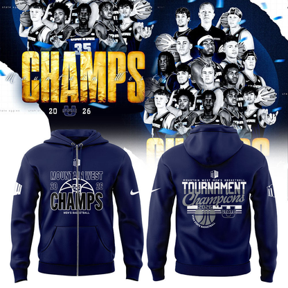 U State Basketball 2026 Men’s Basketball Mountain West Championship Black Zip Hoodie