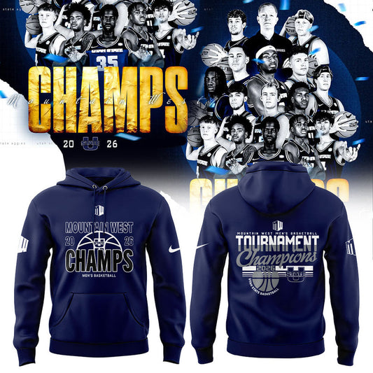 U State Basketball 2026 Men’s Basketball Mountain West Championship Blue Hoodie
