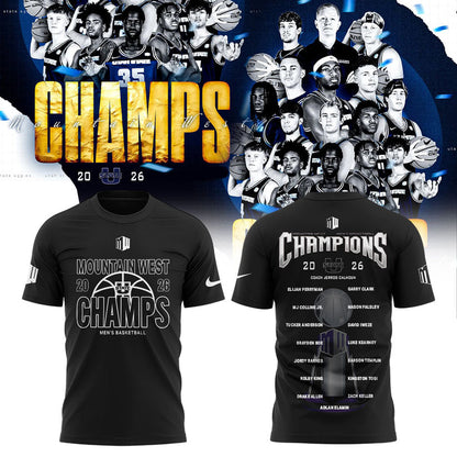 U State Basketball 2026 Men’s Basketball Mountain West Championship Black Shirt V2