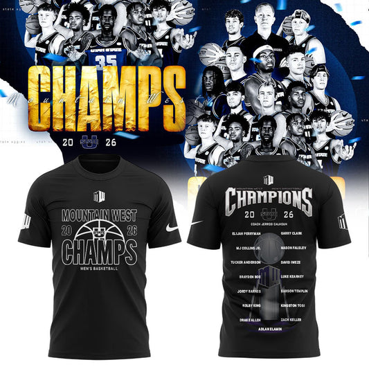 U State Basketball 2026 Men’s Basketball Mountain West Championship Black Shirt V2